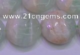 CFL1213 15.5 inches 20mm flat round green fluorite gemstone beads