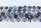 CFL1230 15.5 inches 12mm faceted diamond fluorite beads
