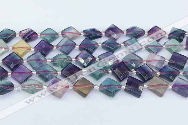 CFL1230 15.5 inches 12mm faceted diamond fluorite beads