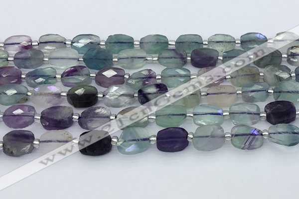 CFL1232 15.5 inches 8*10mm faceted rectangle fluorite beads