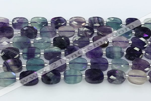 CFL1235 15.5 inches 8*10mm faceted rectangle fluorite beads