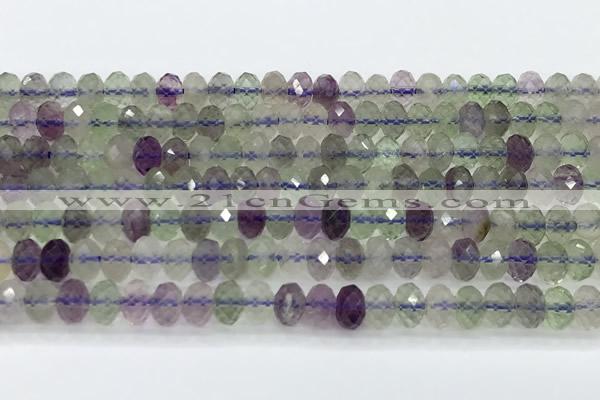 CFL1239 15 inches 4*6mm faceted rondelle fluorite gemstone beads