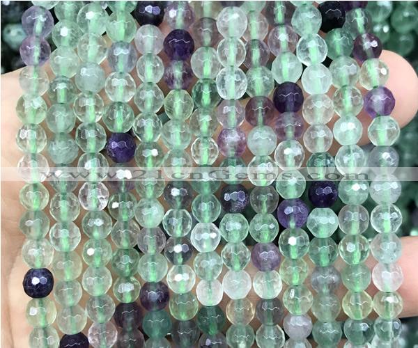 CFL1262 15 inches 6mm faceted round fluorite beads wholesale