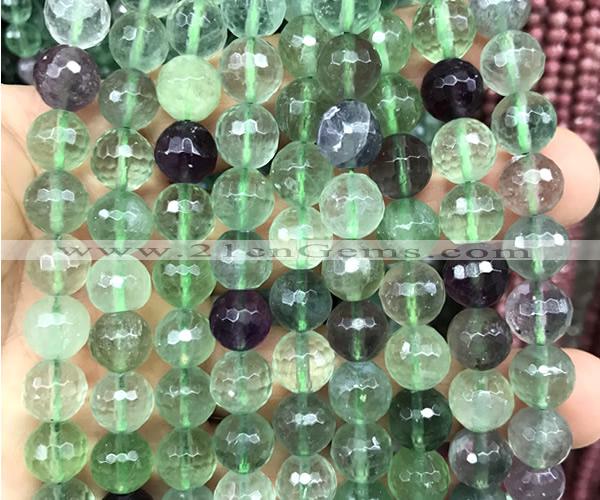 CFL1264 15 inches 10mm faceted round fluorite beads wholesale