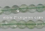 CFL132 15.5 inches 10mm faceted coin green fluorite beads