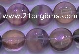 CFL1332 15.5 inches 12mm flat round purple fluorite gemstone beads