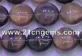 CFL1333 15.5 inches 14mm flat round purple fluorite gemstone beads