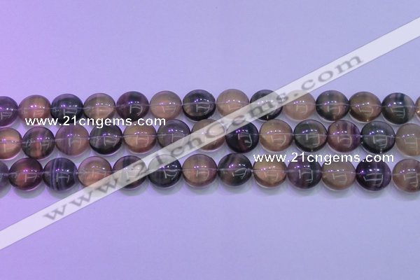 CFL1333 15.5 inches 14mm flat round purple fluorite gemstone beads