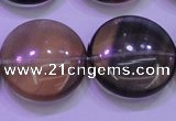 CFL1338 15.5 inches 25mm flat round purple fluorite gemstone beads