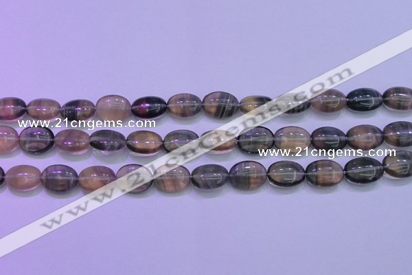 CFL1340 15.5 inches 10*14mm oval purple fluorite gemstone beads