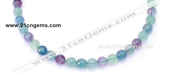 CFL14 16 inch A- grade 10mm faceted round natural fluorite beads