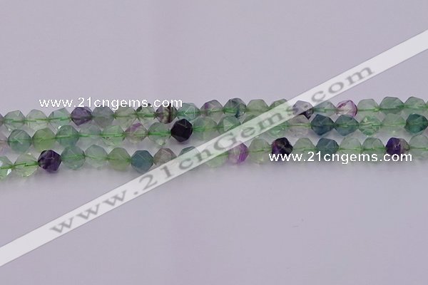 CFL1407 15.5 inches 8mm faceted nuggets fluorite gemstone beads