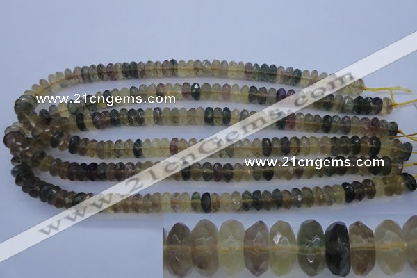 CFL142 15.5 inches 5*10mm faceted rondelle yellow fluorite beads