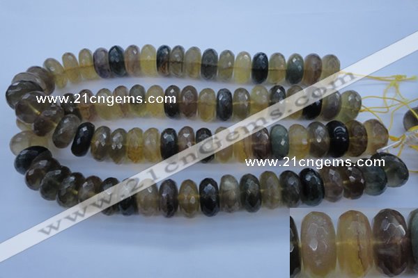 CFL144 15.5 inches 10*20mm faceted rondelle yellow fluorite beads