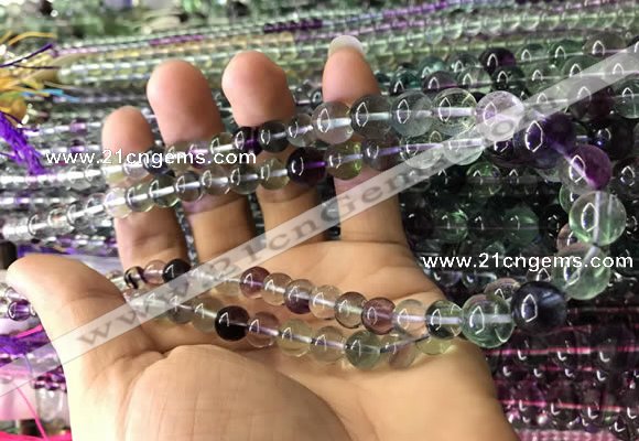 CFL1505 15.5 inches 6mm - 12mm round fluorite gemstone beads