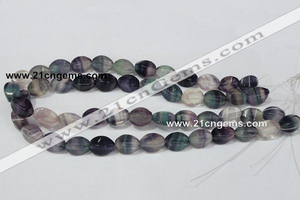 CFL160 15.5 inches 10*15mm twisted rice natural fluorite beads wholesale