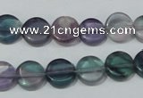 CFL163 15.5 inches 12mm coin natural fluorite beads wholesale