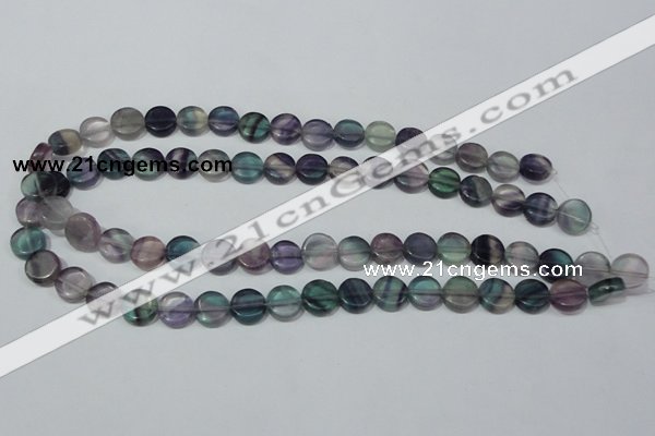 CFL163 15.5 inches 12mm coin natural fluorite beads wholesale