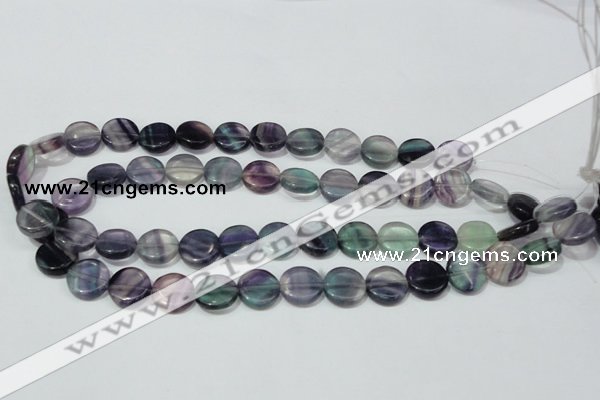 CFL164 15.5 inches 14mm coin natural fluorite beads wholesale