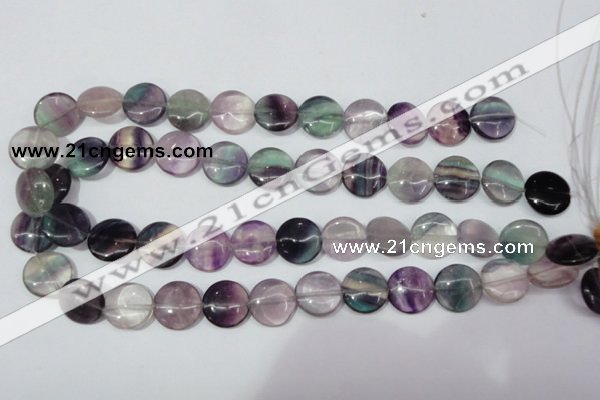 CFL165 15.5 inches 16mm flat round natural fluorite beads wholesale