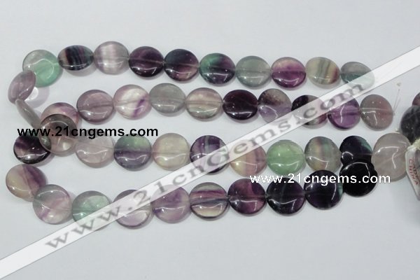 CFL166 15.5 inches 18mm flat round natural fluorite beads wholesale