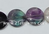 CFL167 15.5 inches 20mm flat round natural fluorite beads wholesale