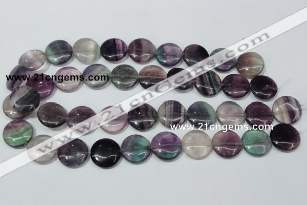 CFL167 15.5 inches 20mm flat round natural fluorite beads wholesale