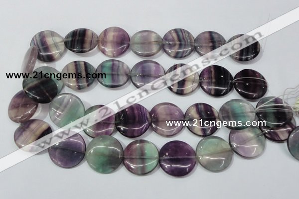 CFL168 15.5 inches 25mm flat round natural fluorite beads wholesale