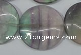 CFL169 15.5 inches 30mm flat round natural fluorite beads wholesale