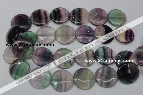 CFL169 15.5 inches 30mm flat round natural fluorite beads wholesale