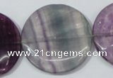 CFL170 15.5 inches 35mm flat round natural fluorite beads wholesale