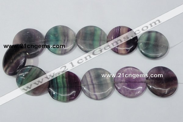 CFL170 15.5 inches 35mm flat round natural fluorite beads wholesale