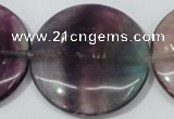 CFL171 15.5 inches 40mm flat round natural fluorite beads wholesale