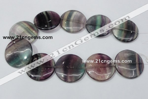 CFL171 15.5 inches 40mm flat round natural fluorite beads wholesale