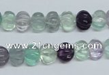 CFL300 15.5 inches 8*10mm carved rondelle natural fluorite beads