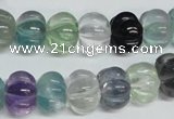 CFL301 15.5 inches 10*14mm carved rondelle natural fluorite beads