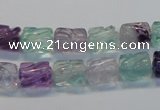 CFL305 15.5 inches 8*10mm carved column natural fluorite beads