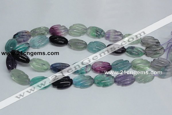 CFL321 15.5 inches 16*24mm carved oval natural fluorite beads