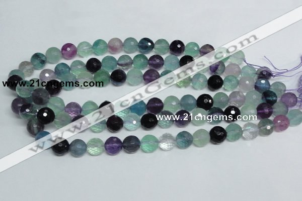 CFL326 15.5 inches 12mm faceted round natural fluorite beads