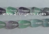 CFL327 15.5 inches 6*10mm teardrop natural fluorite beads