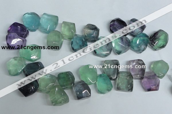 CFL332 15.5 inches 20*24mm faceted nugget natural fluorite beads