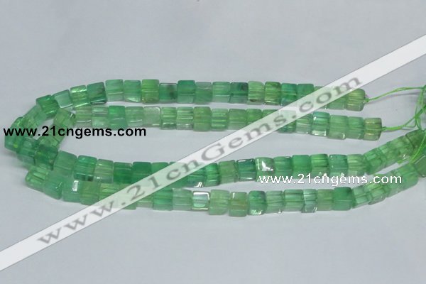 CFL338 15.5 inches 8*8mm cube natural green fluorite beads