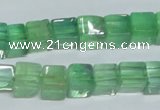 CFL339 15.5 inches 10*10mm cube natural green fluorite beads