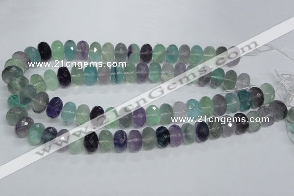 CFL341 15.5 inches 10*14mm faceted rondelle natural fluorite beads