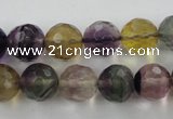 CFL405 15.5 inches 12mm faceted round rainbow fluorite beads