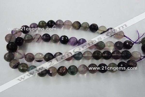 CFL406 15.5 inches 14mm faceted round rainbow fluorite beads