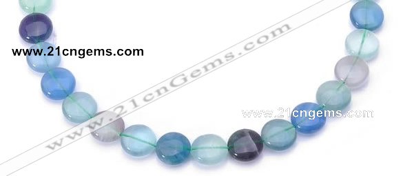 CFL44 14*14mm B grade flat round natural fluorite bead wholesale