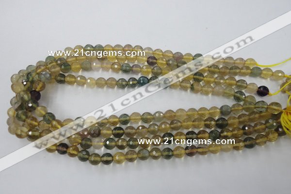 CFL453 15.5 inches 8mm faceted round rainbow fluorite beads