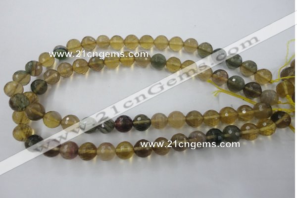 CFL455 15.5 inches 12mm faceted round rainbow fluorite beads