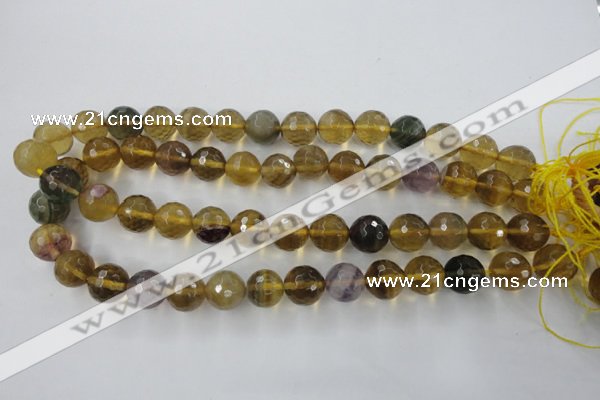 CFL456 15.5 inches 14mm faceted round rainbow fluorite beads